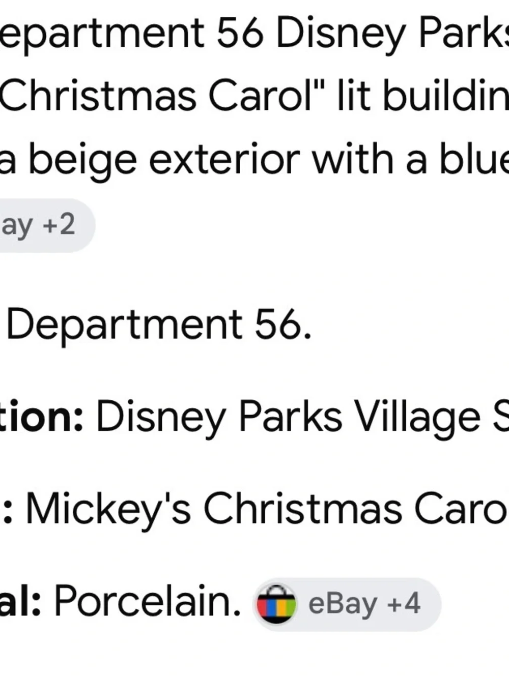 Department 56 Disney park village series lighted
